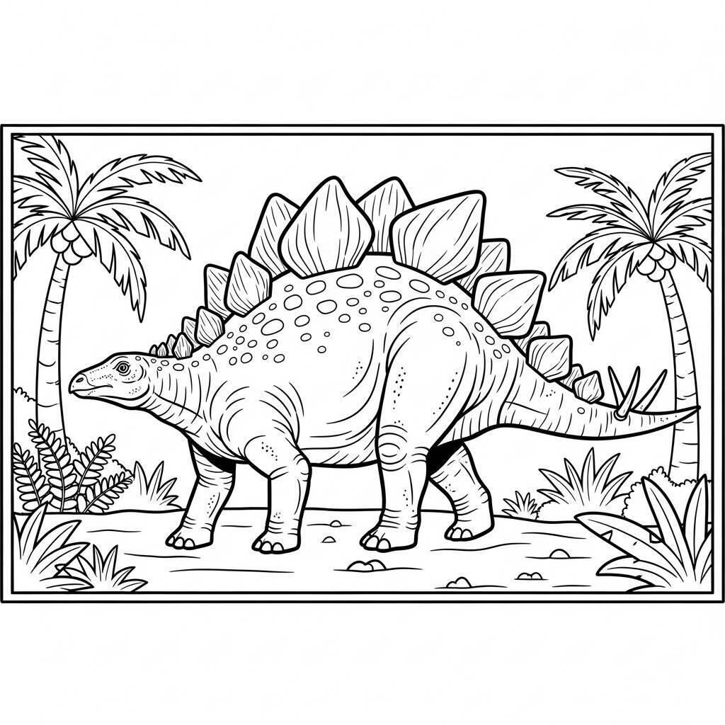 Desenho de Dinossauro Estegossauro para Colorir