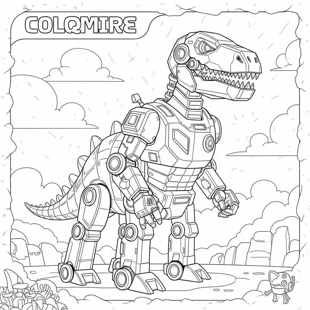 Desenho de Dinossauro Robô para Colorir