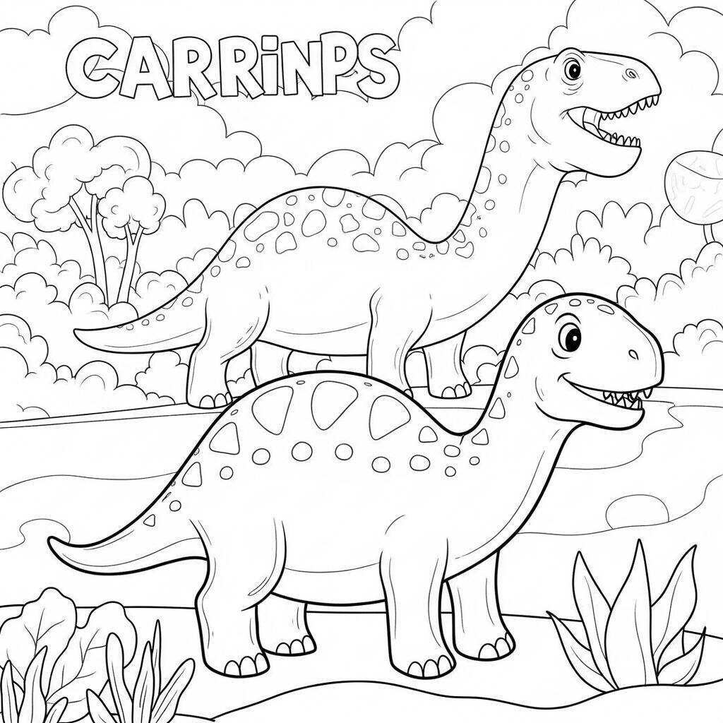 Desenho de Dinossauro Surfista para Colorir
