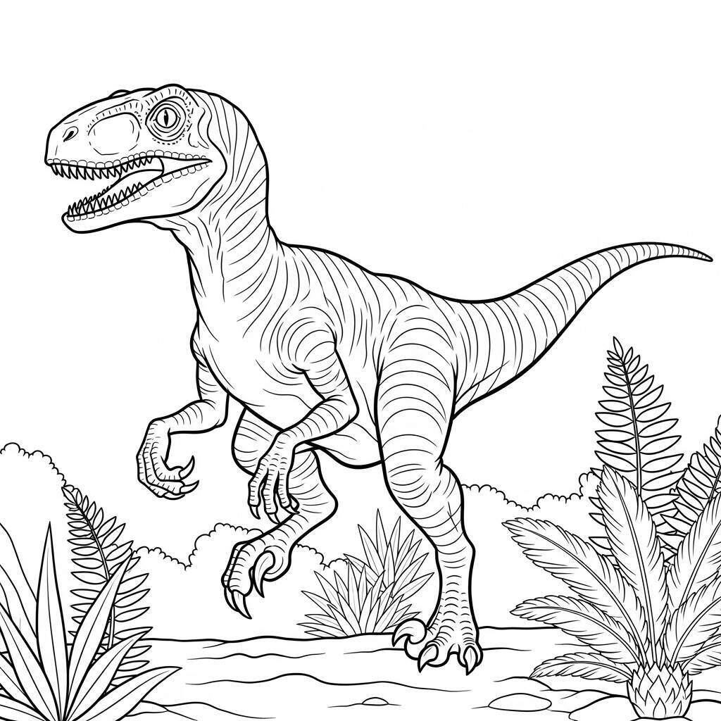 Desenho de Dinossauro Velociraptor para Colorir