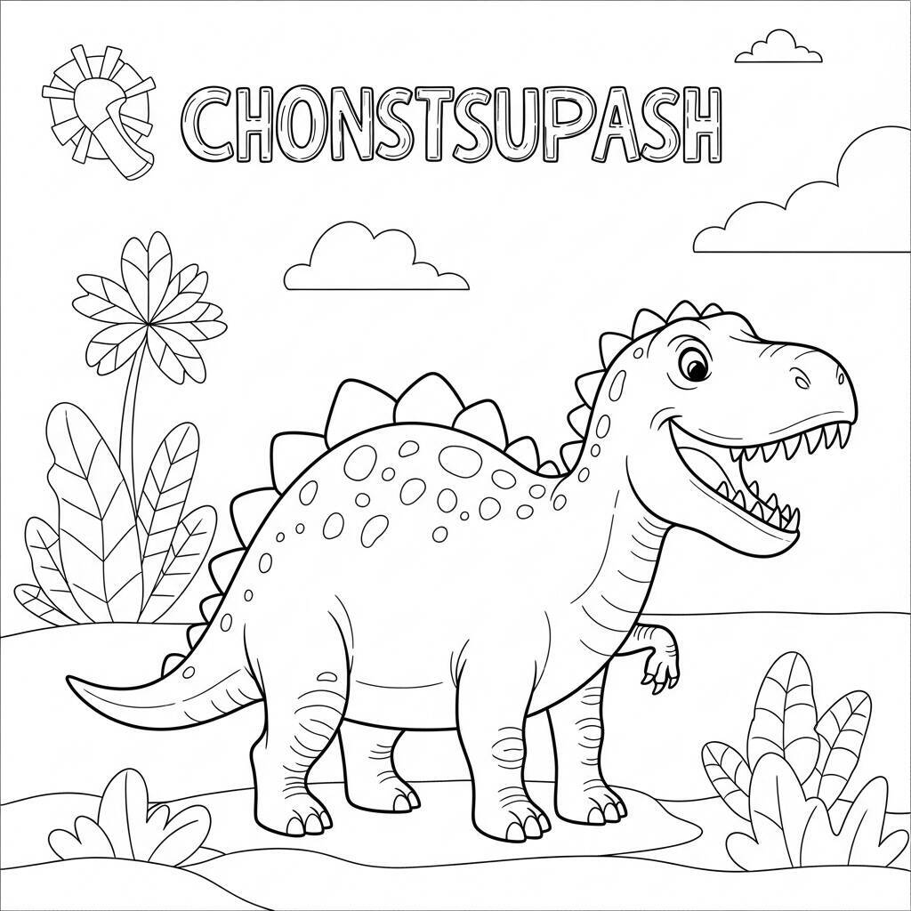 Desenho de Dinossauro de Natal para Colorir