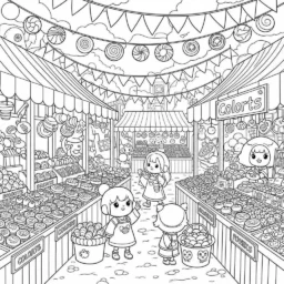 Desenho de Doces da Feira para Colorir