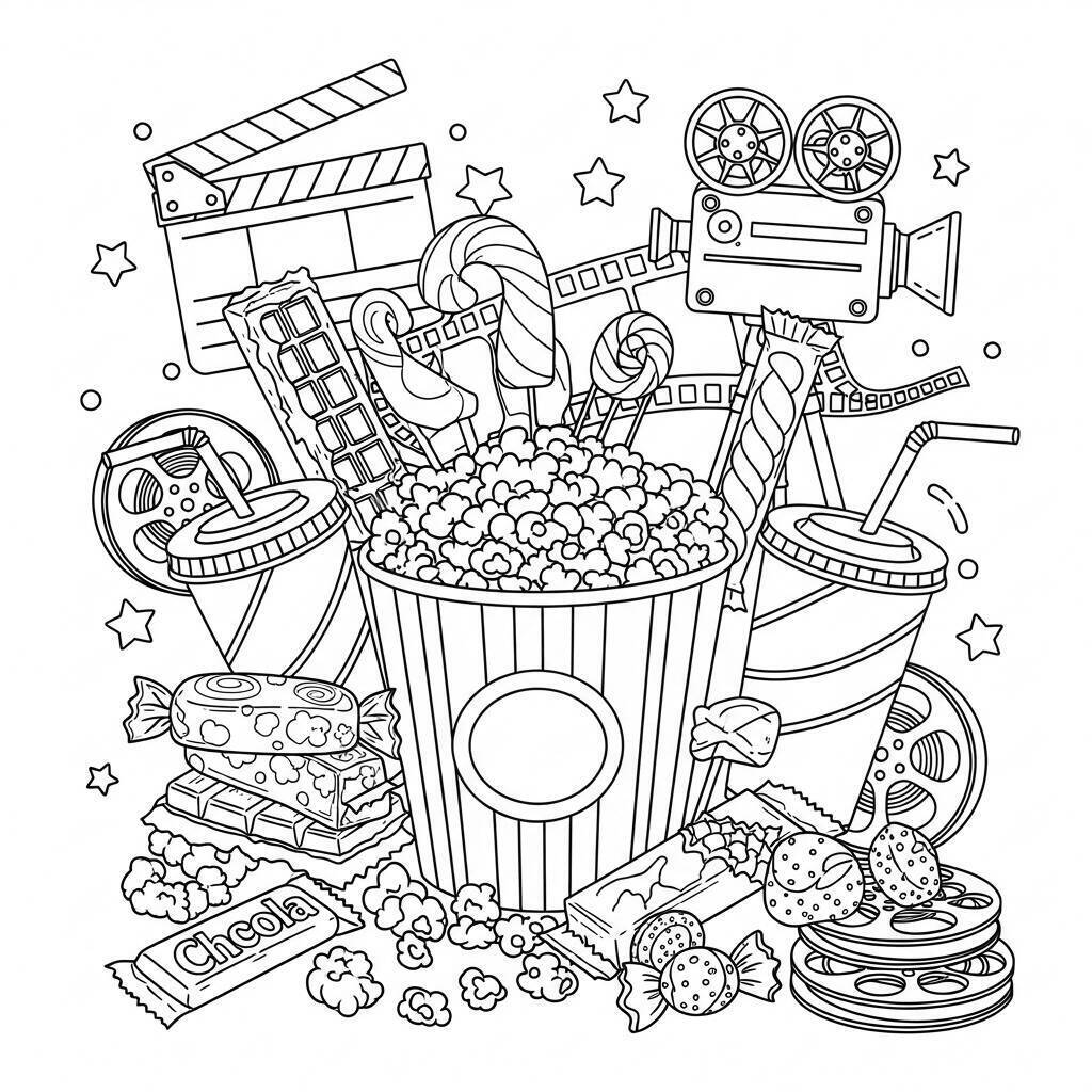 Desenho de Doces de Cinema para Colorir
