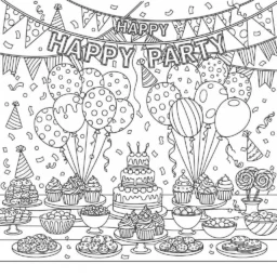 Desenho de Doces de Festa para Colorir