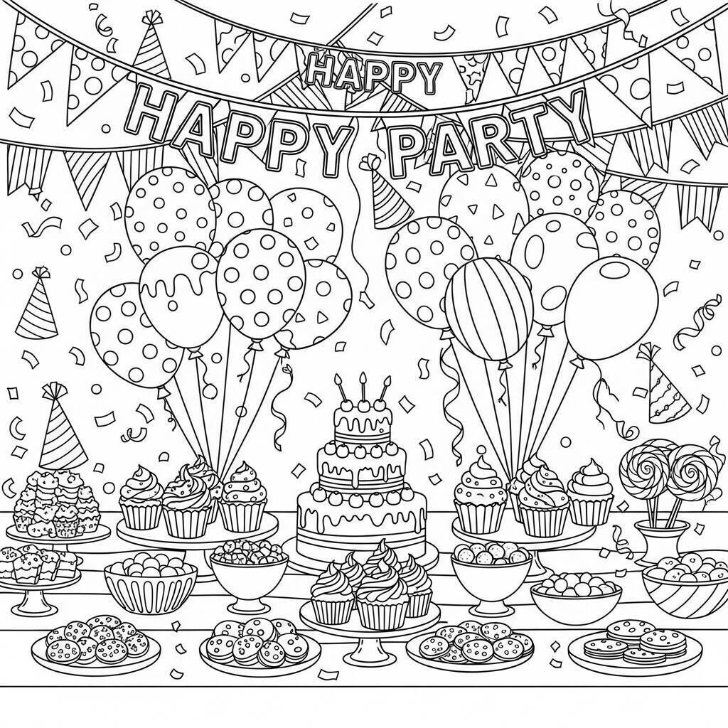 Desenho de Doces de Festa para Colorir