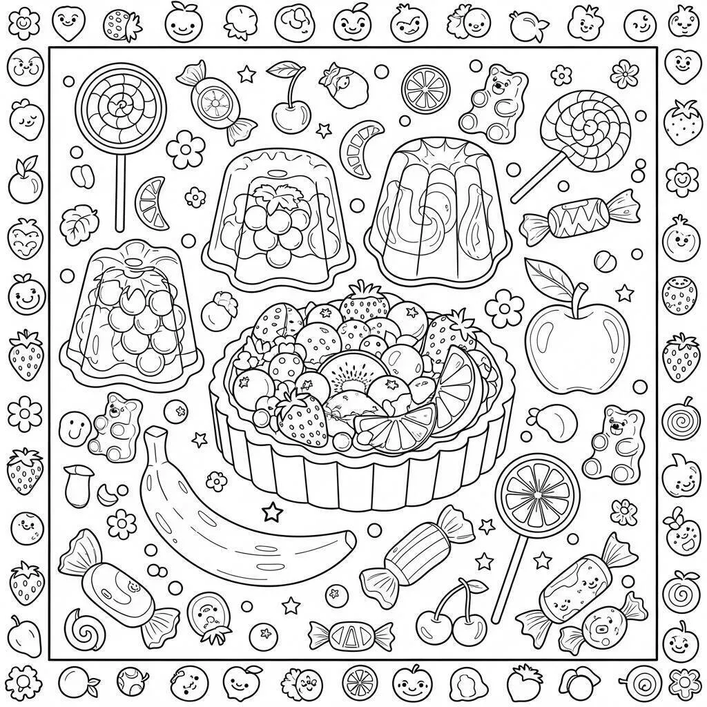 Desenho de Doces de Frutas para Colorir