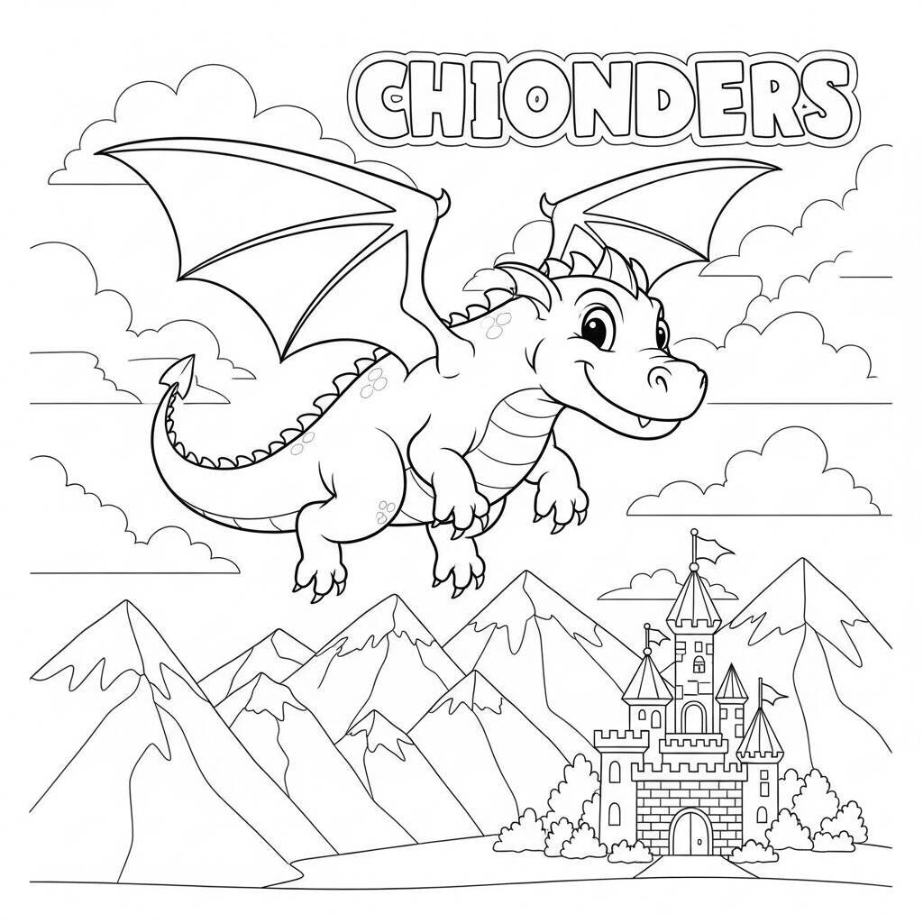 Desenho de Dragão Amigável para Colorir