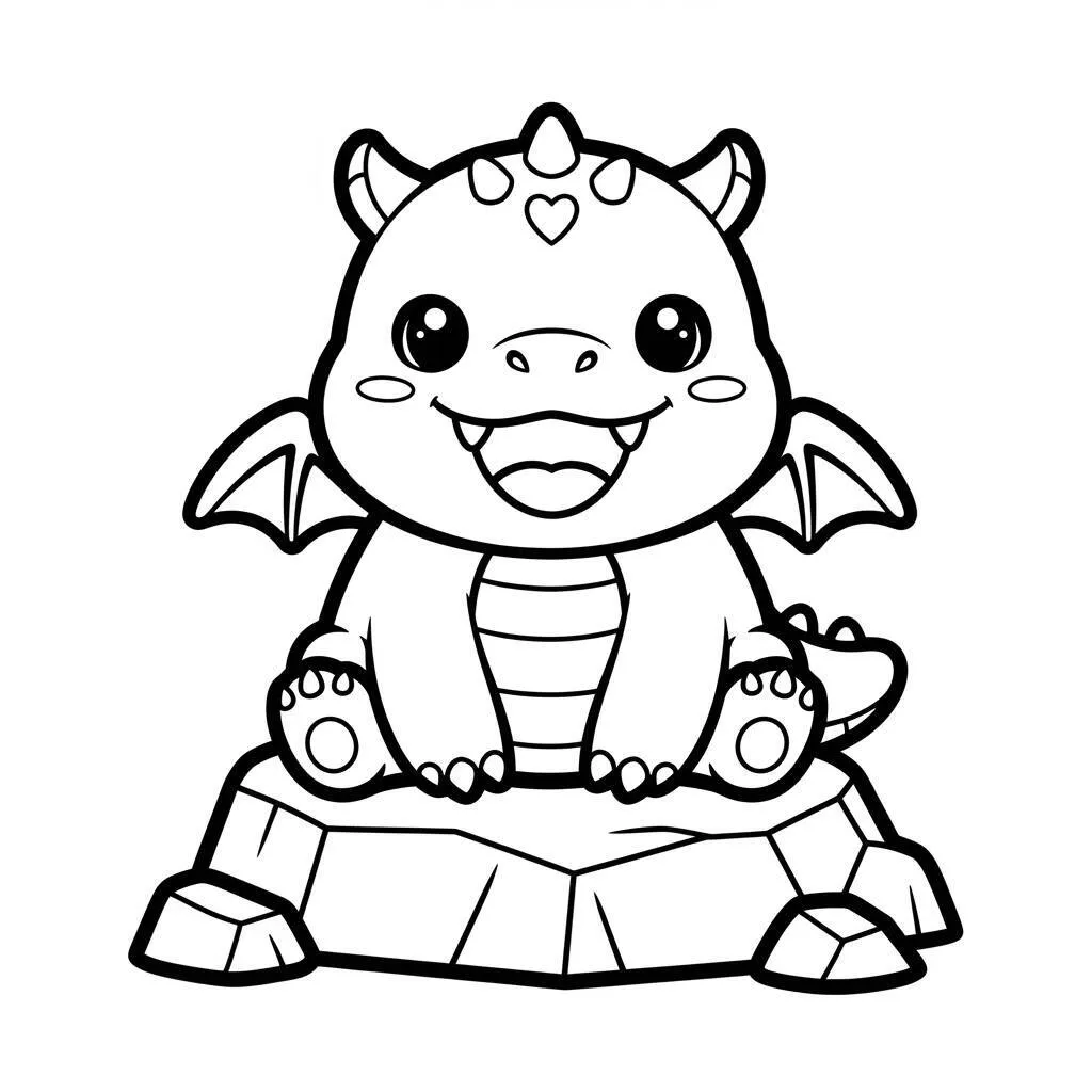 Desenho de Dragão Kawaii para Colorir