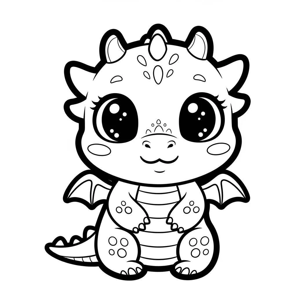 Desenho de Dragão Kawaii para Colorir