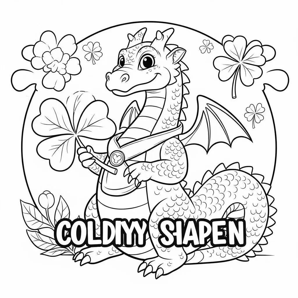 Desenho de Dragão da Sorte para Colorir