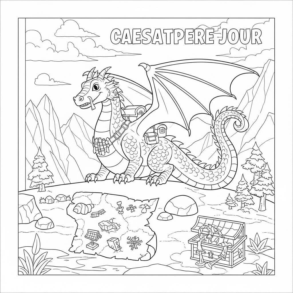 Desenho de Dragão de Aventura para Colorir