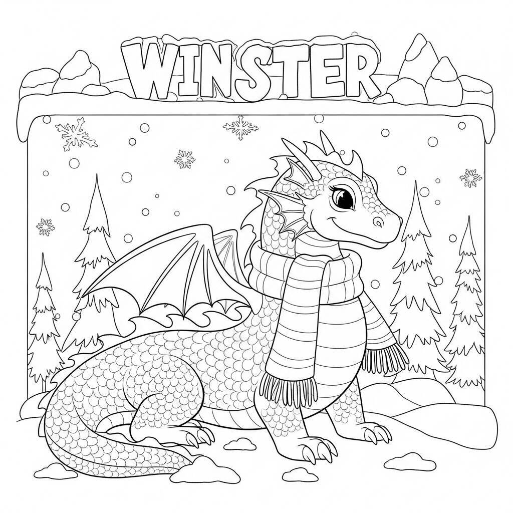Desenho de Dragão de Inverno para Colorir