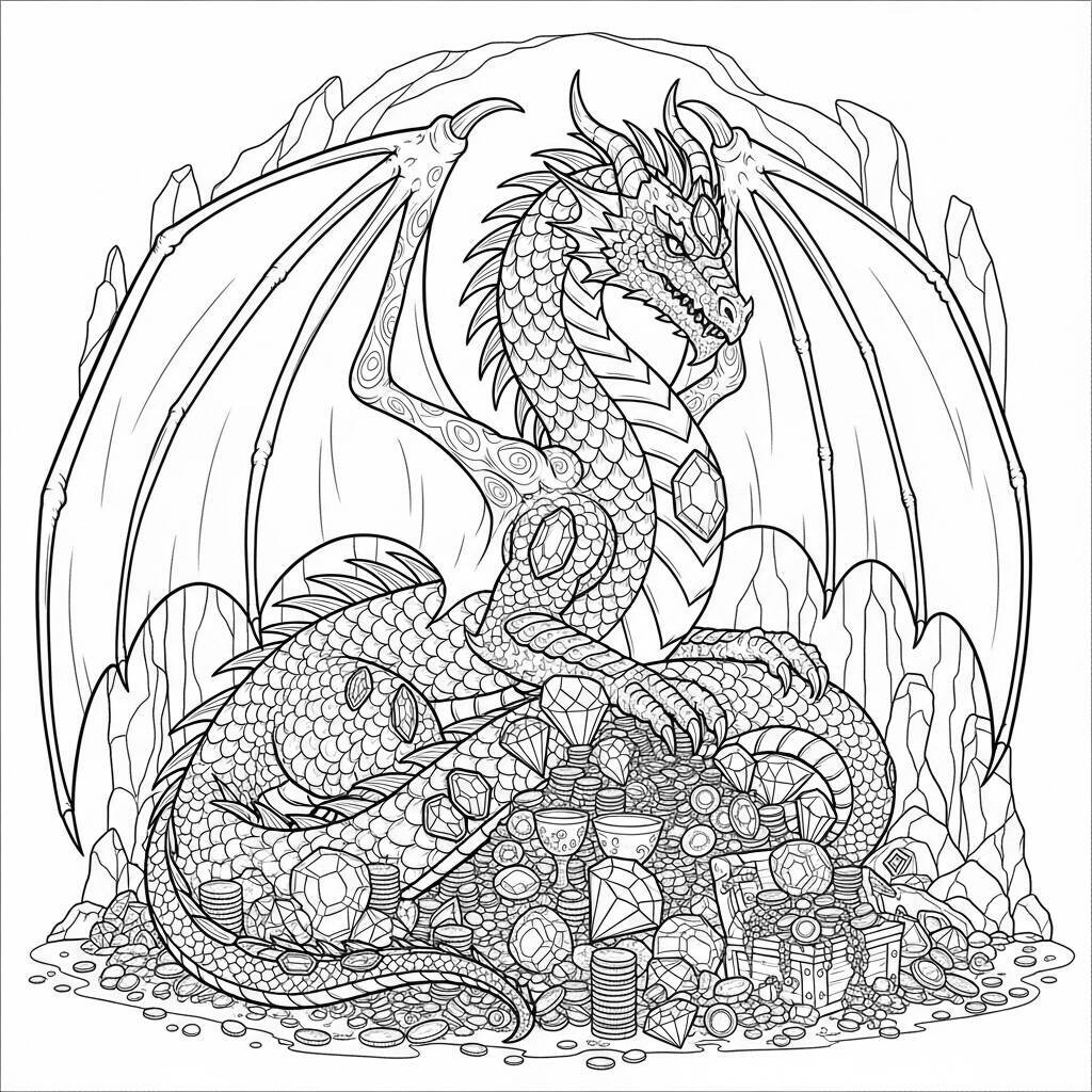 Desenho de Dragão de Ouro para Colorir