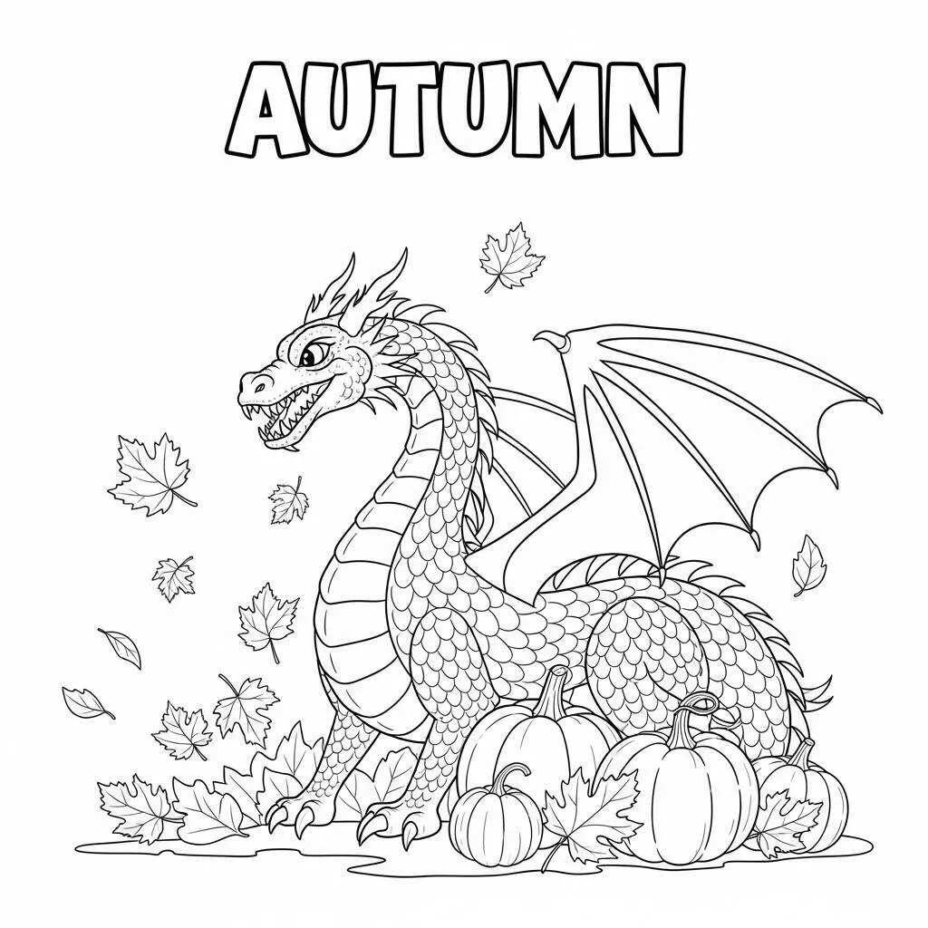 Desenho de Dragão de Outono para Colorir