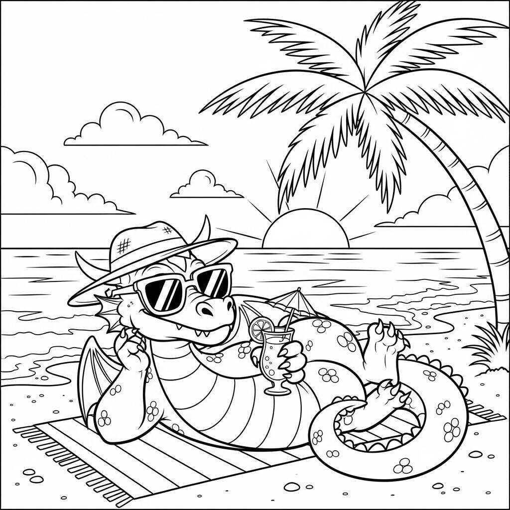 Desenho de Dragão de Verão para Colorir