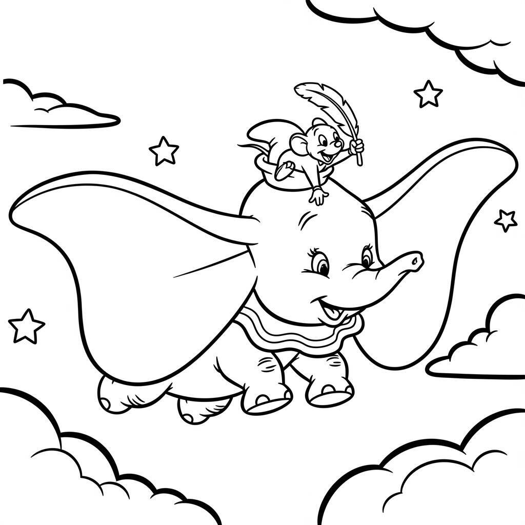 Desenho de Dumbo para Colorir