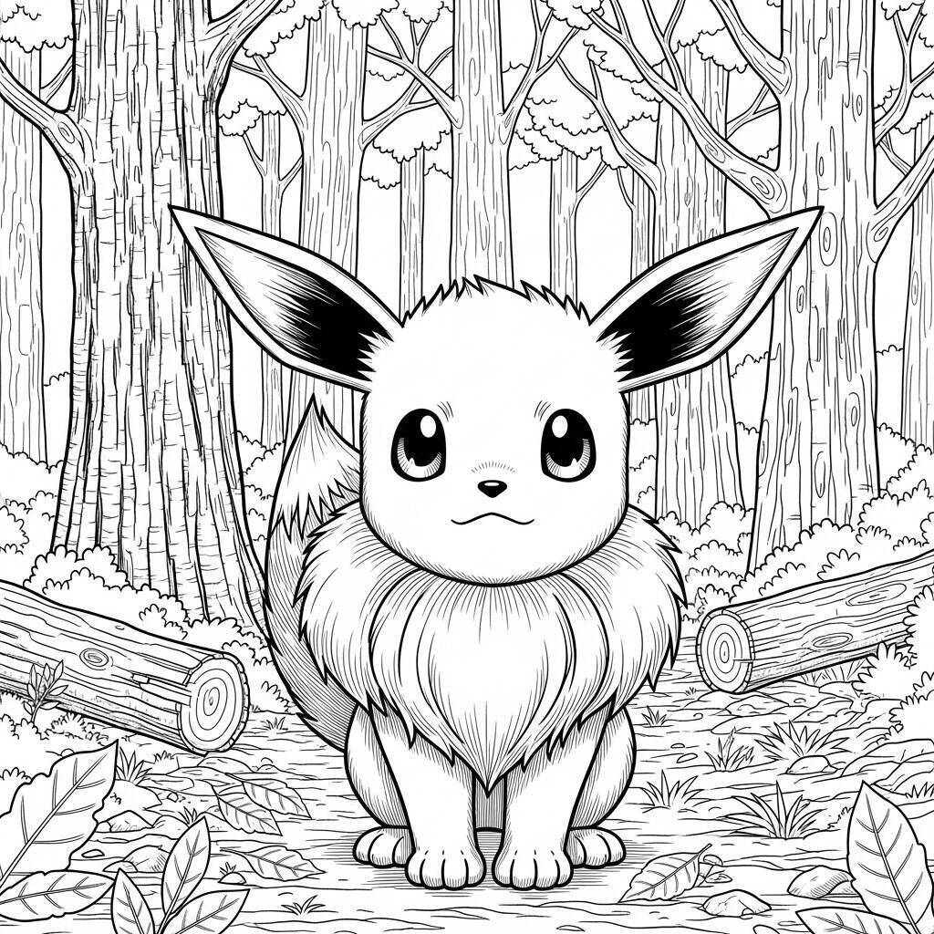 Pagina da colorare realistica di Eevee