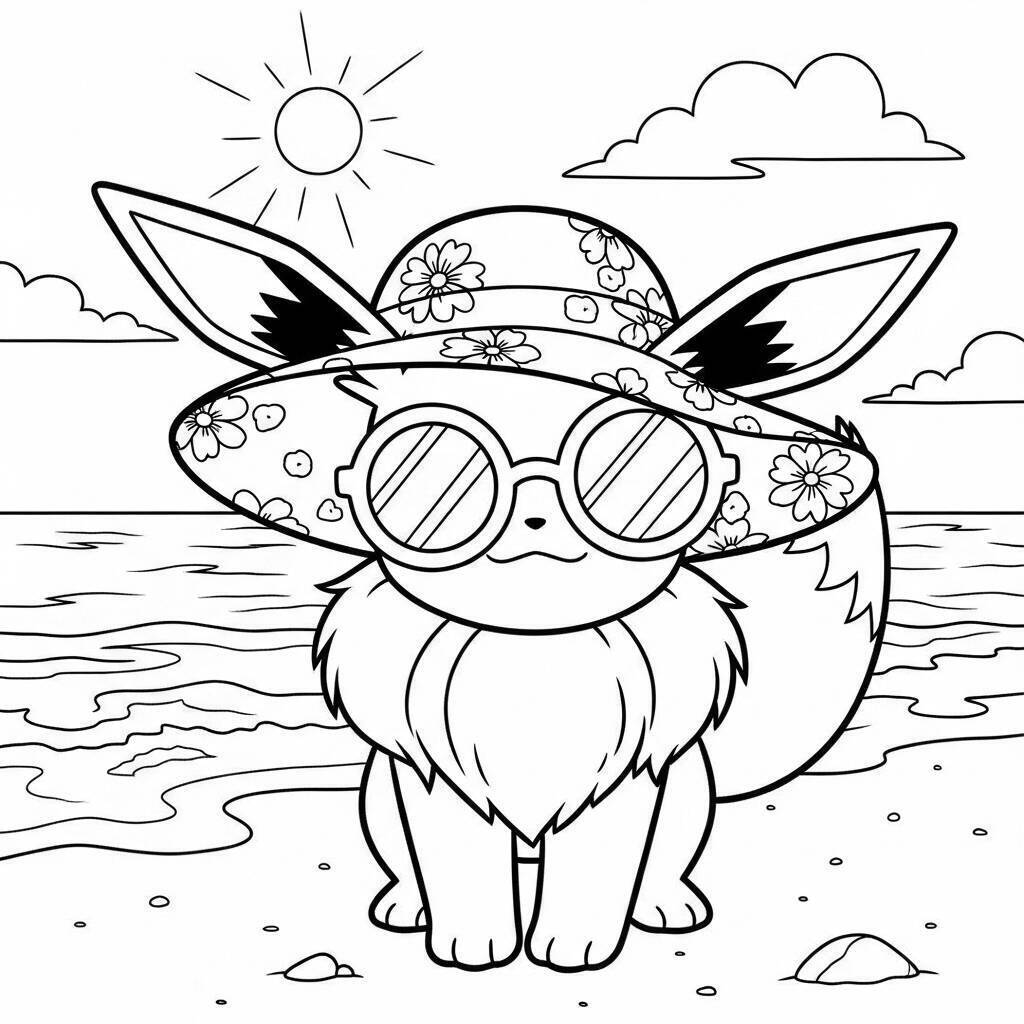 Eevee con il cappello da colorare