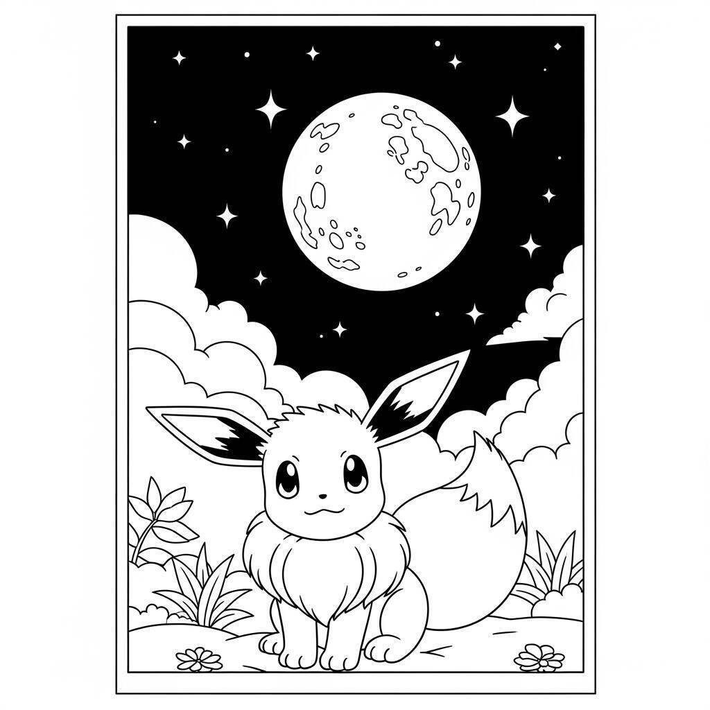 Eevee e la luna da colorare