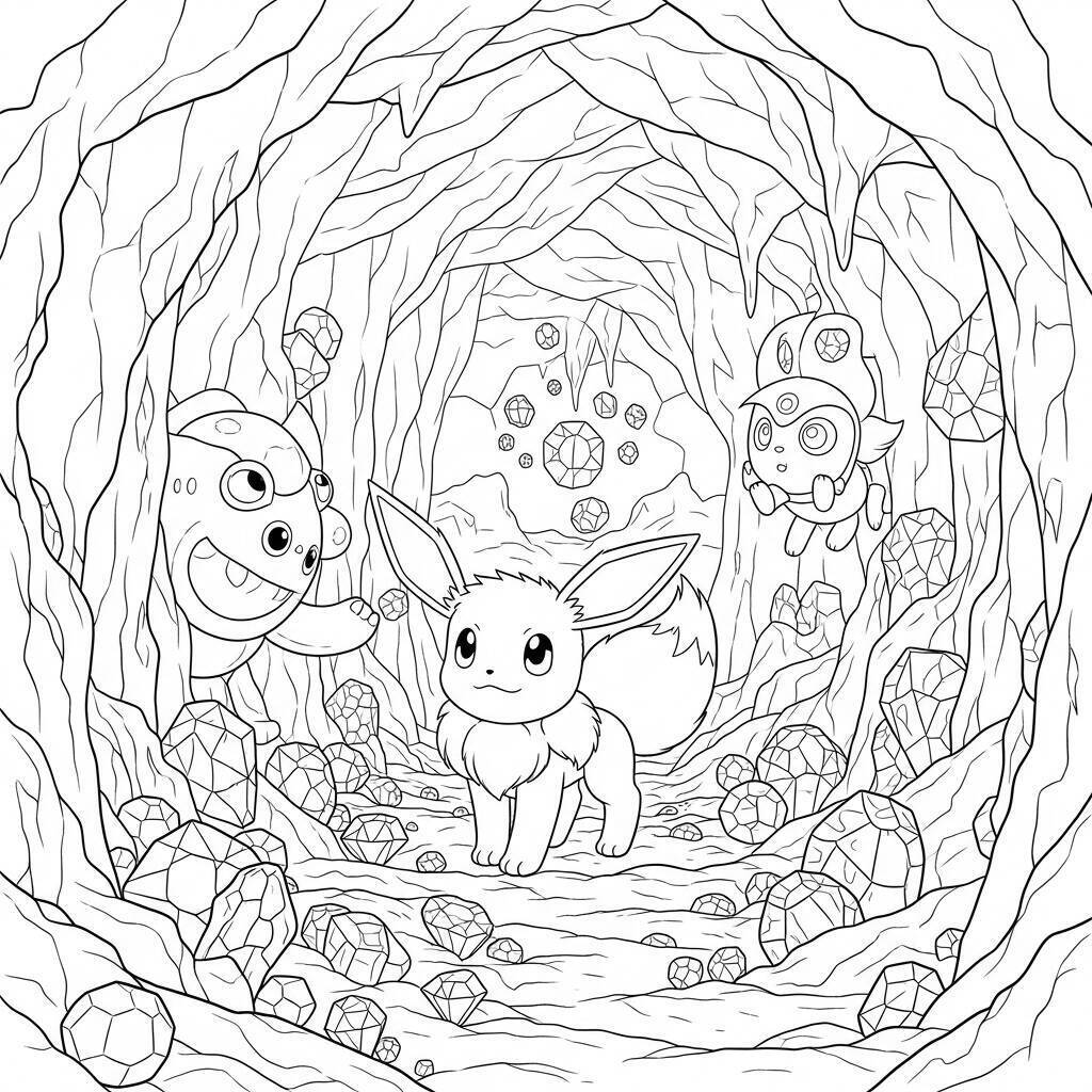 Eevee in Avventura Pagina da colorare