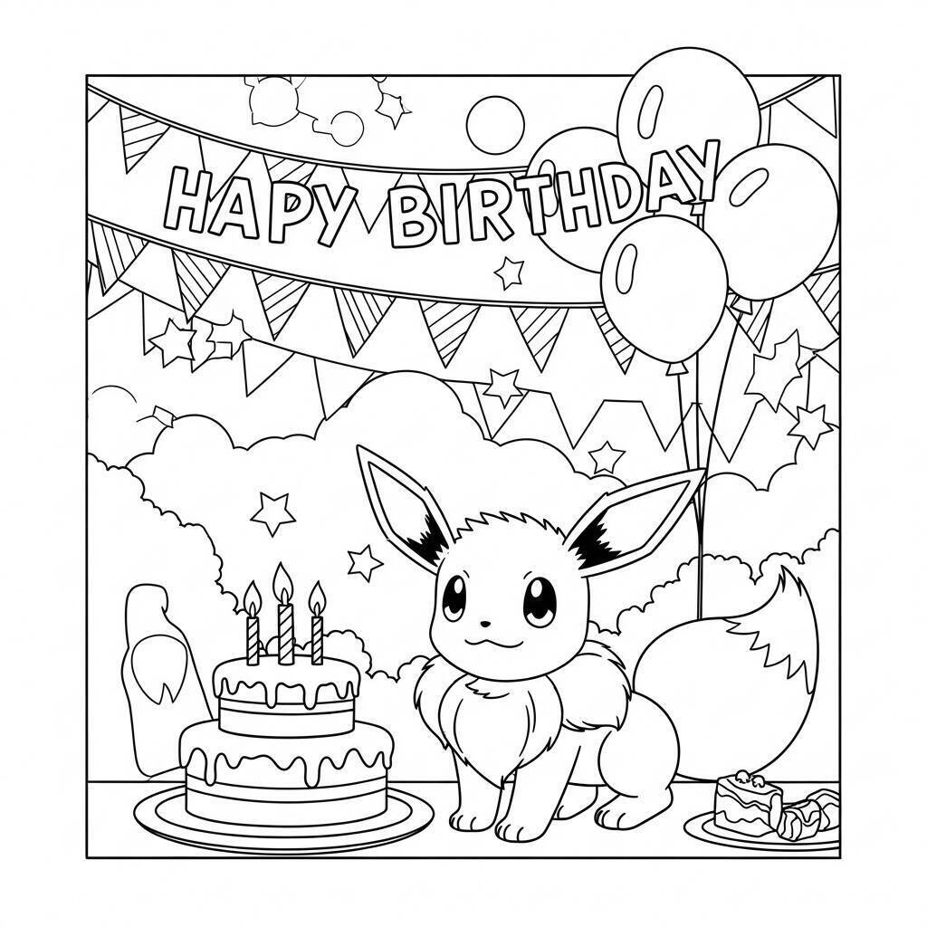 Eevee alla festa da colorare
