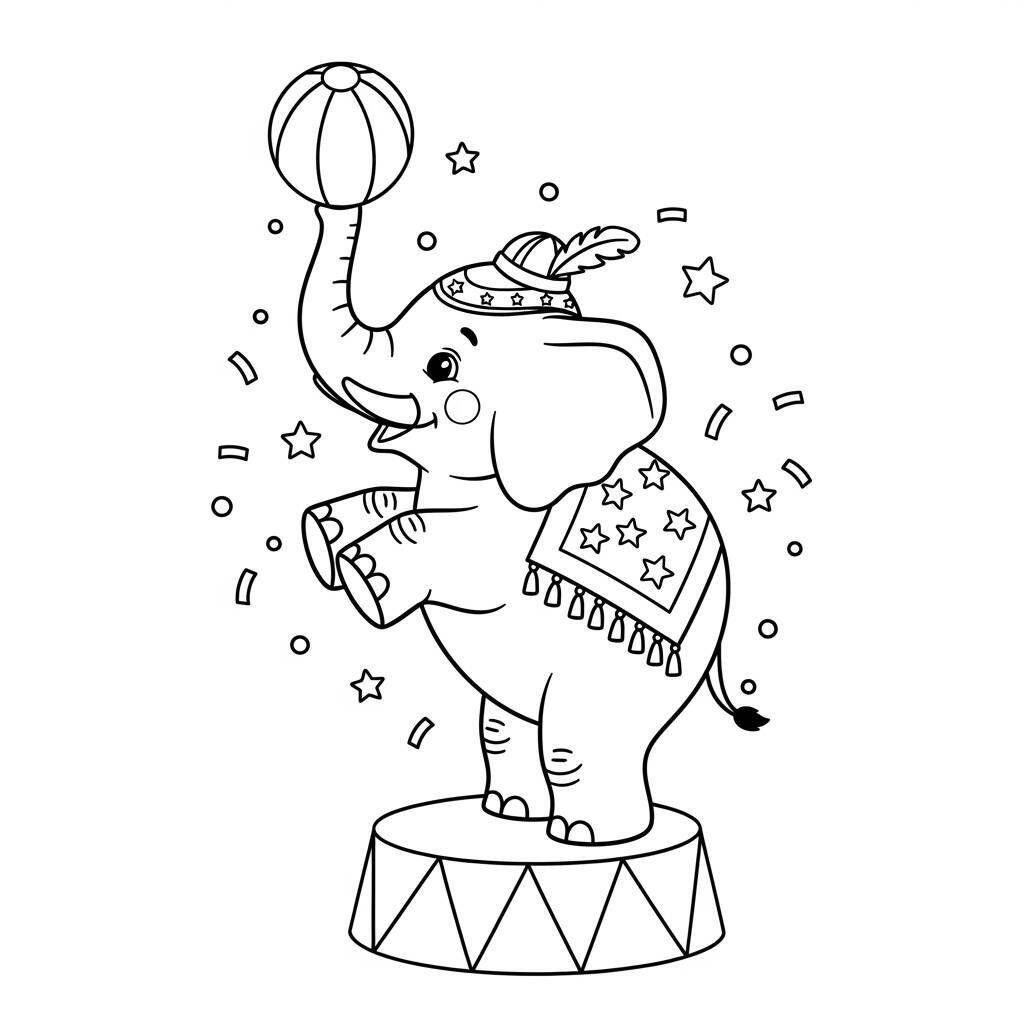 Desenho de Elefante em um Circo para Colorir