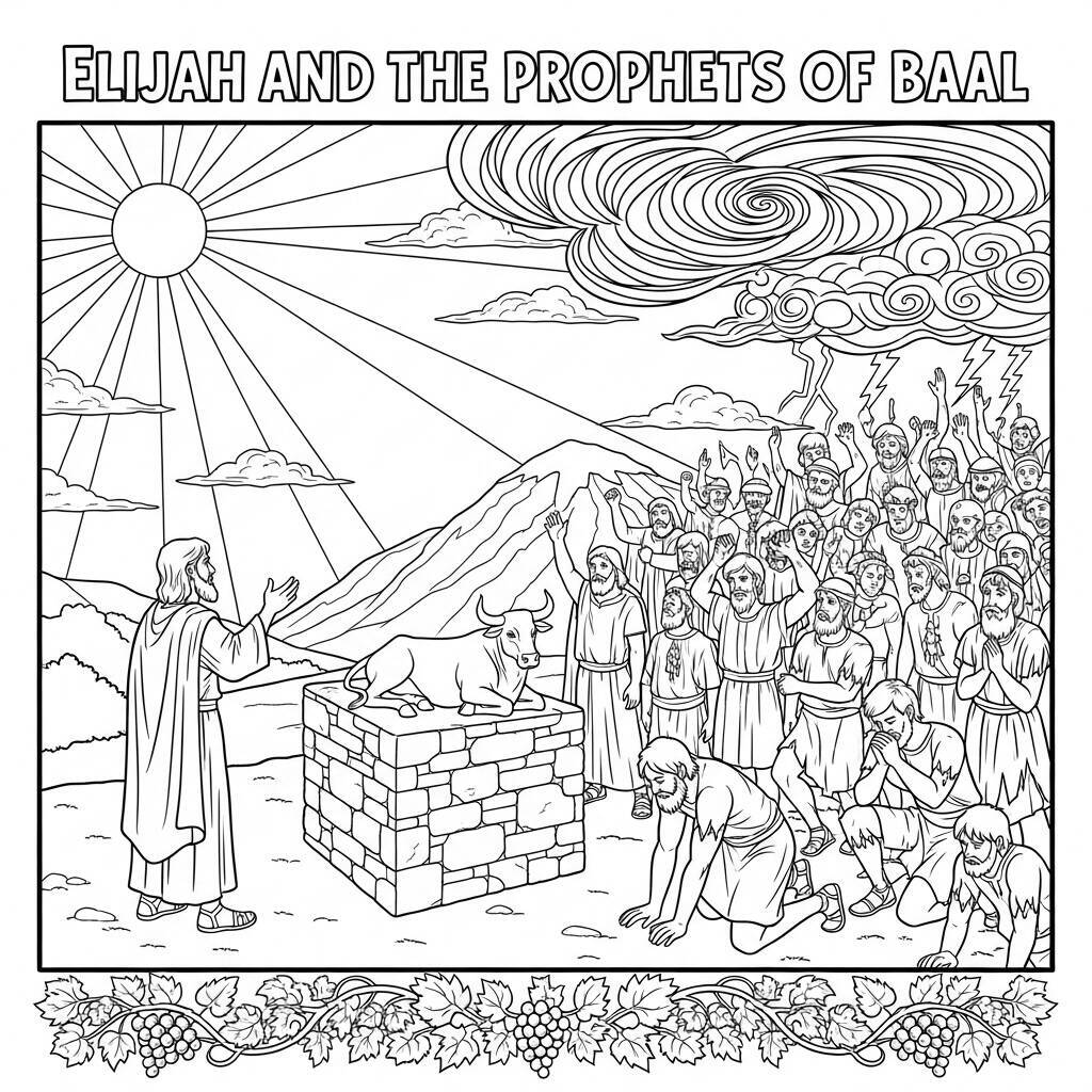 Coloriage Élie et les prophètes de Baal