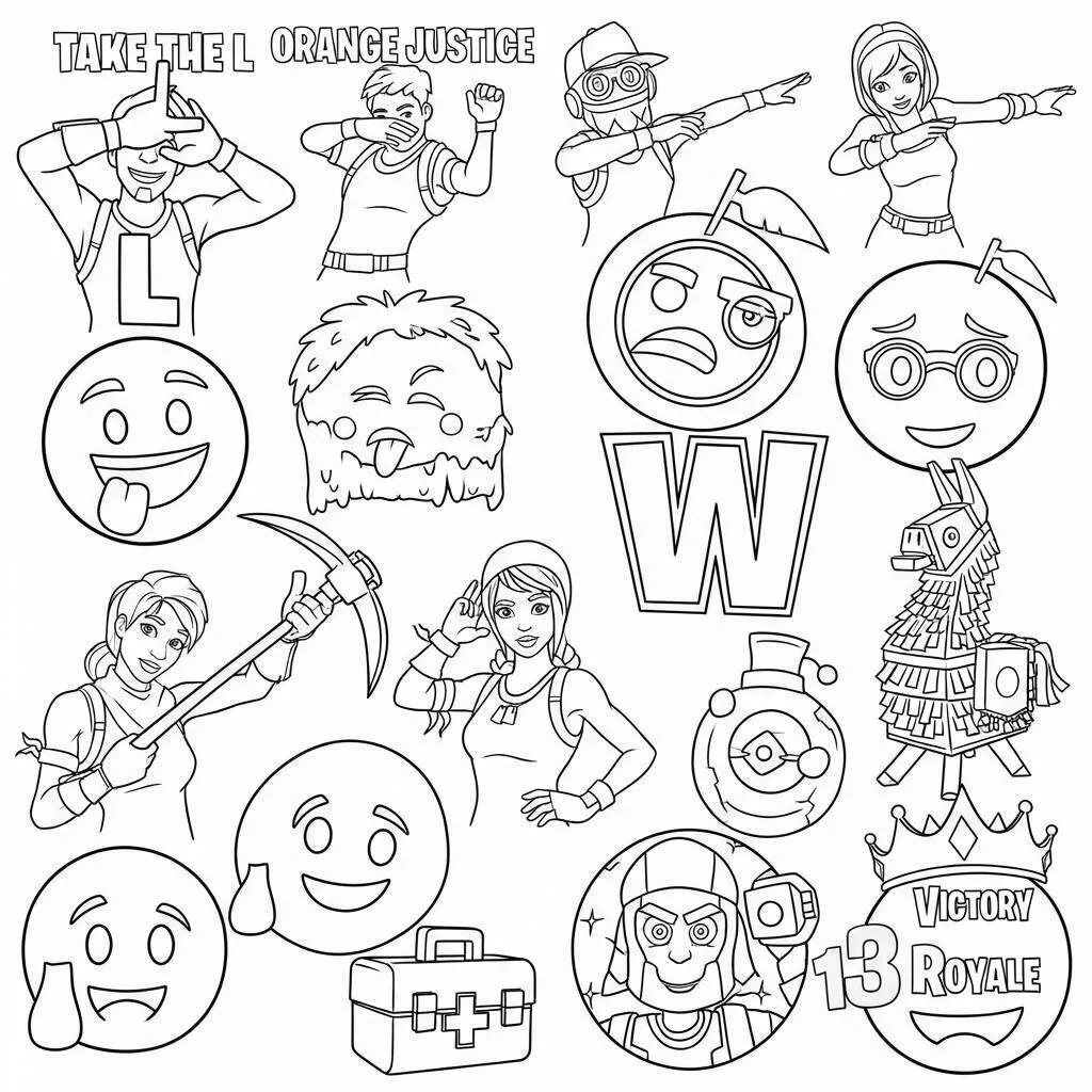 Desenho de Emojis Fortnite para Colorir