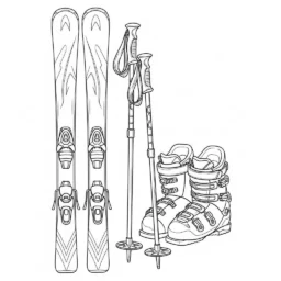 Desenho de Equipamento de Esqui para Colorir