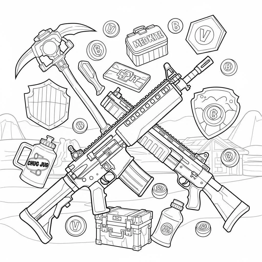 Desenho-de-Equipamentos-Fortnite-para-Colorir Coloriage d’équipement Fortnite