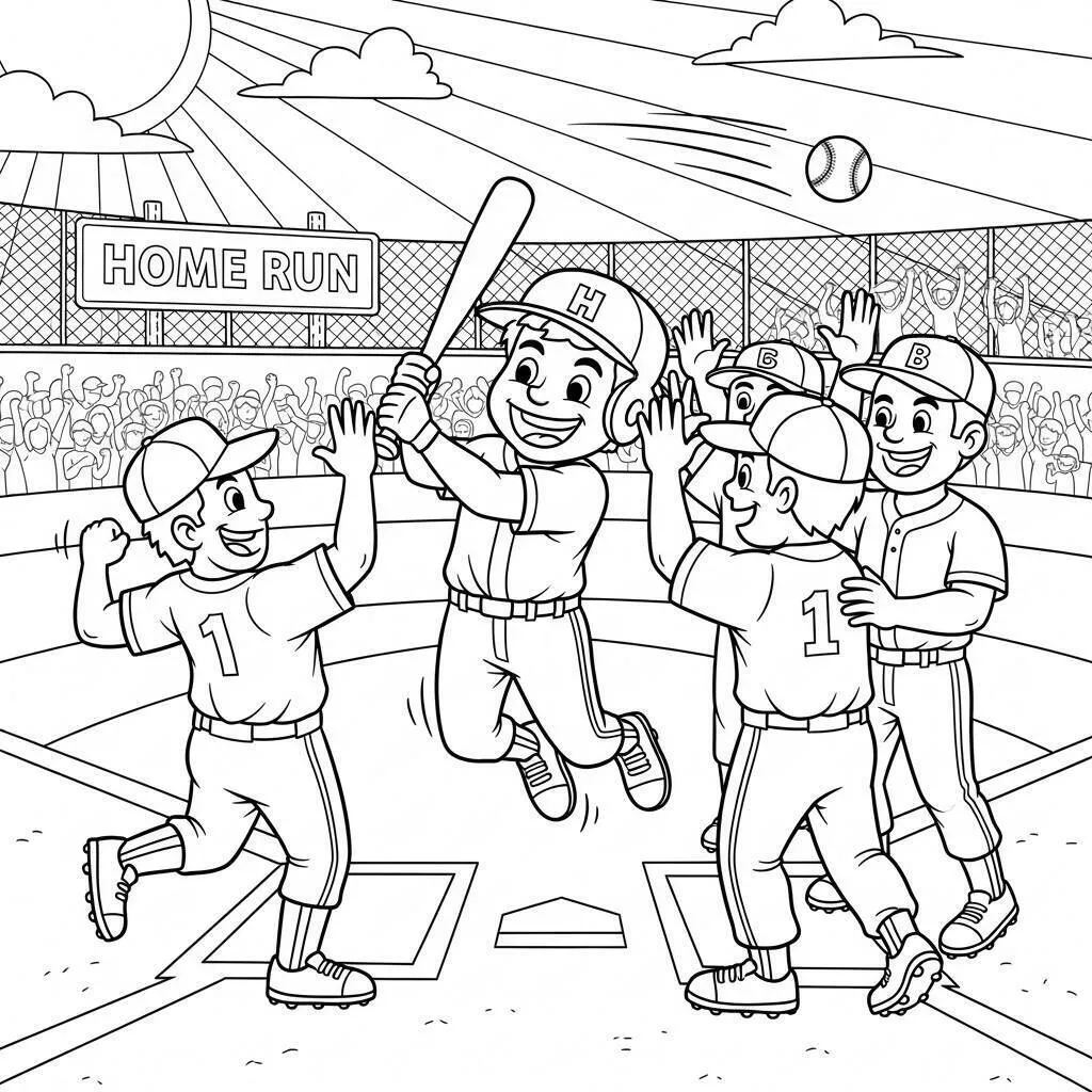 Desenho de Equipe de Beisebol para Colorir