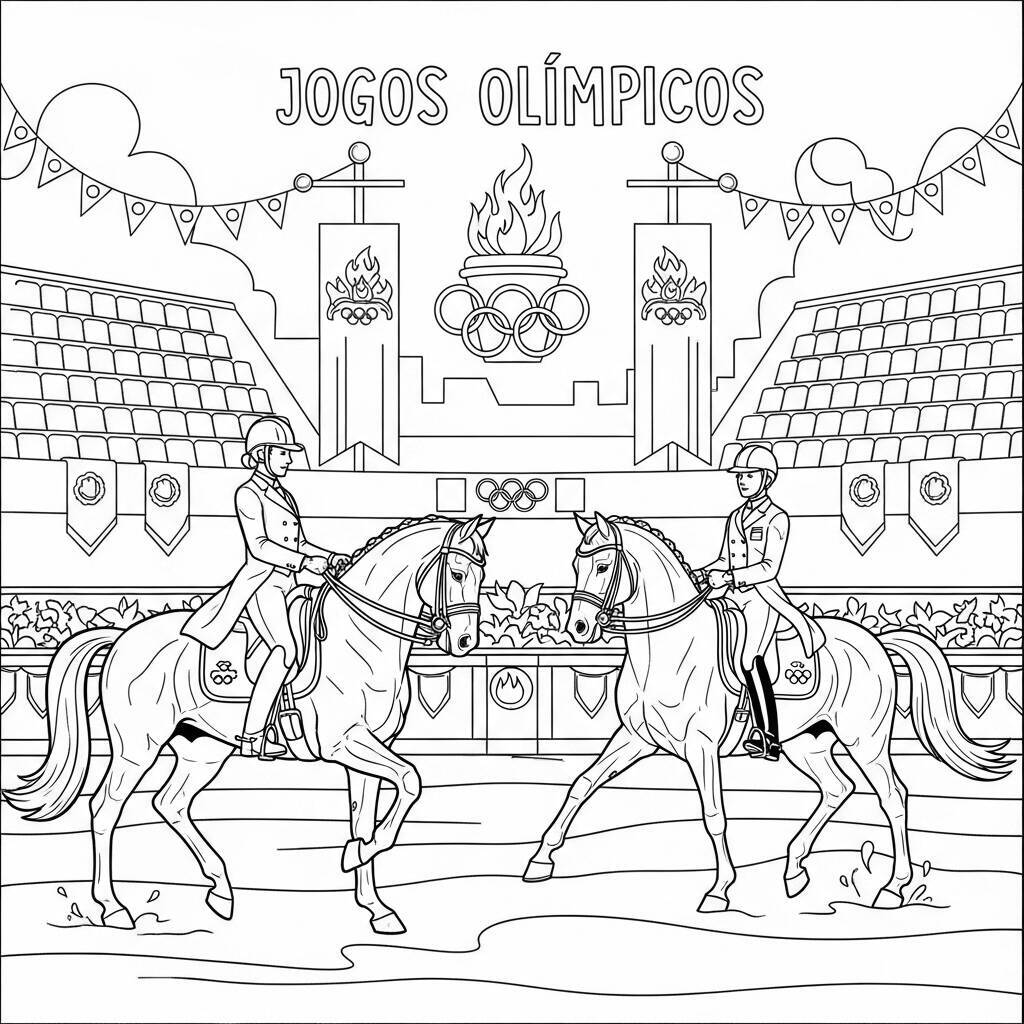 Desenho de Equitação para Colorir