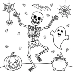Desenho de Esqueleto Dançante para Colorir