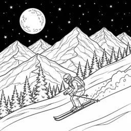 Coloriage ski de nuit