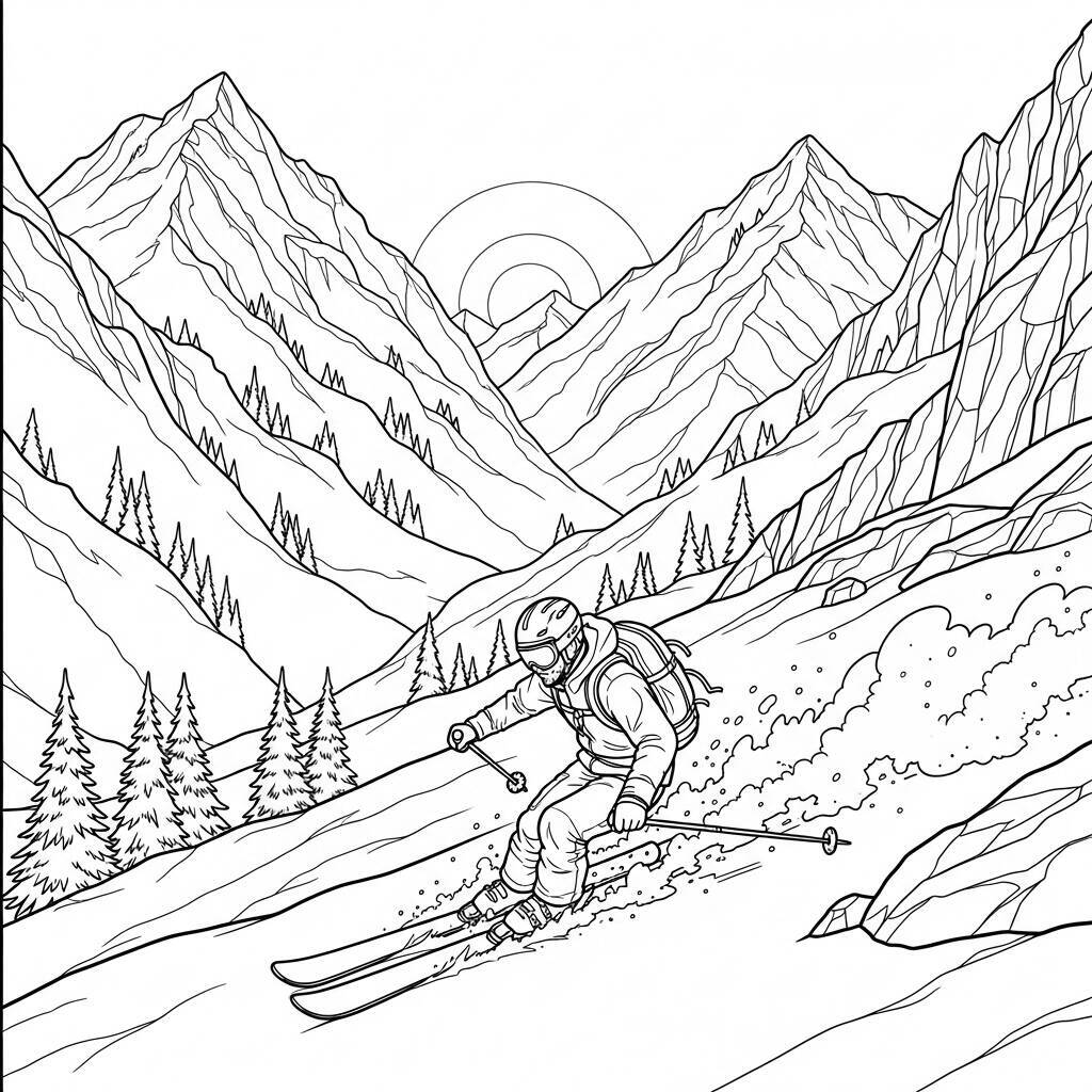 Ausmalbilder zum Thema Skifahren