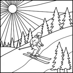 Desenho de Esqui na Neve para Colorir