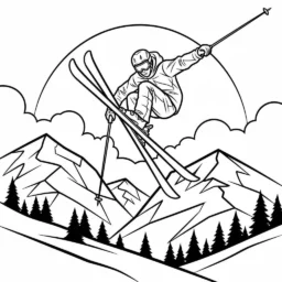 Desenho de Esquiador Radial para Colorir