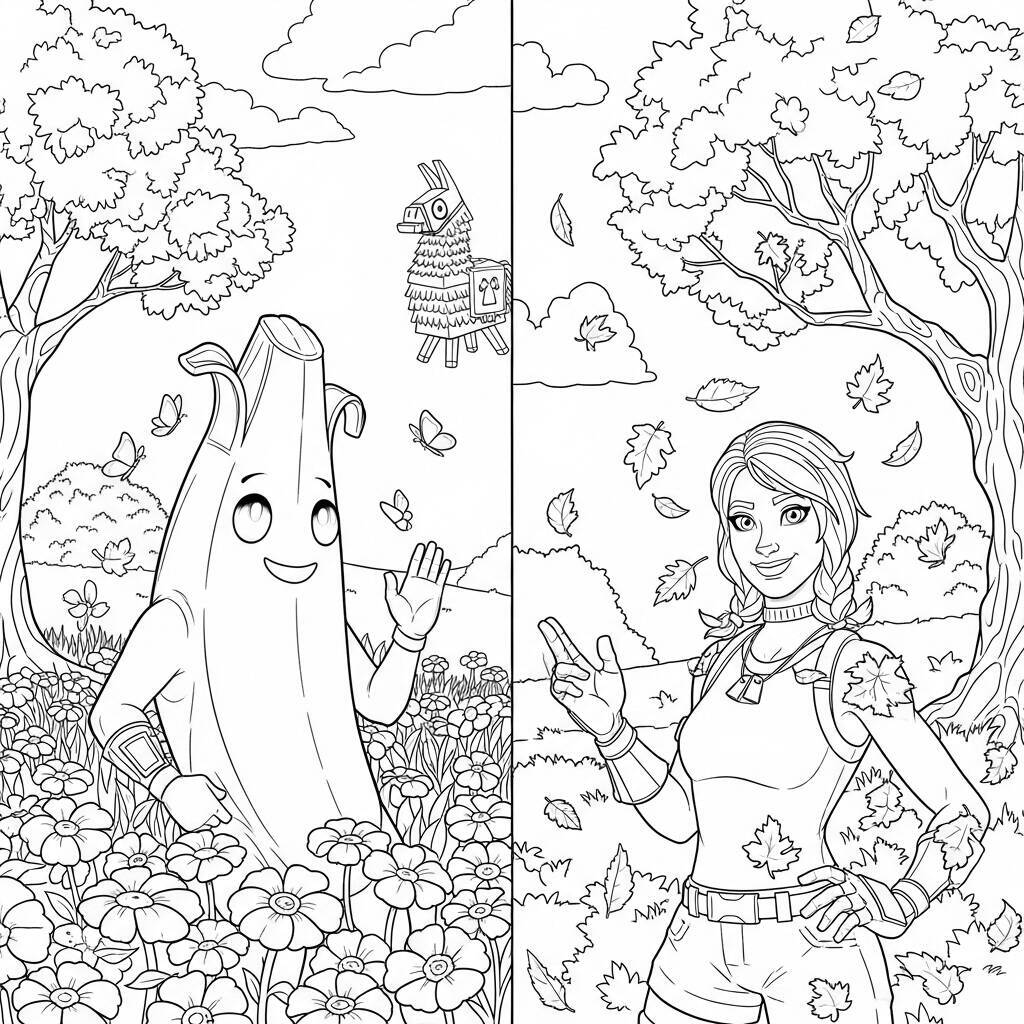 Desenho de Estações Fortnite para Colorir