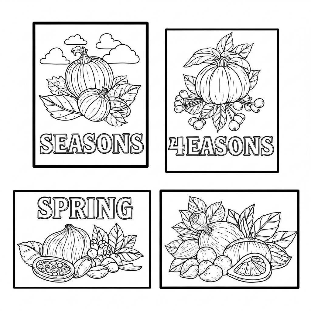 Desenho de Estações do Ano para Colorir