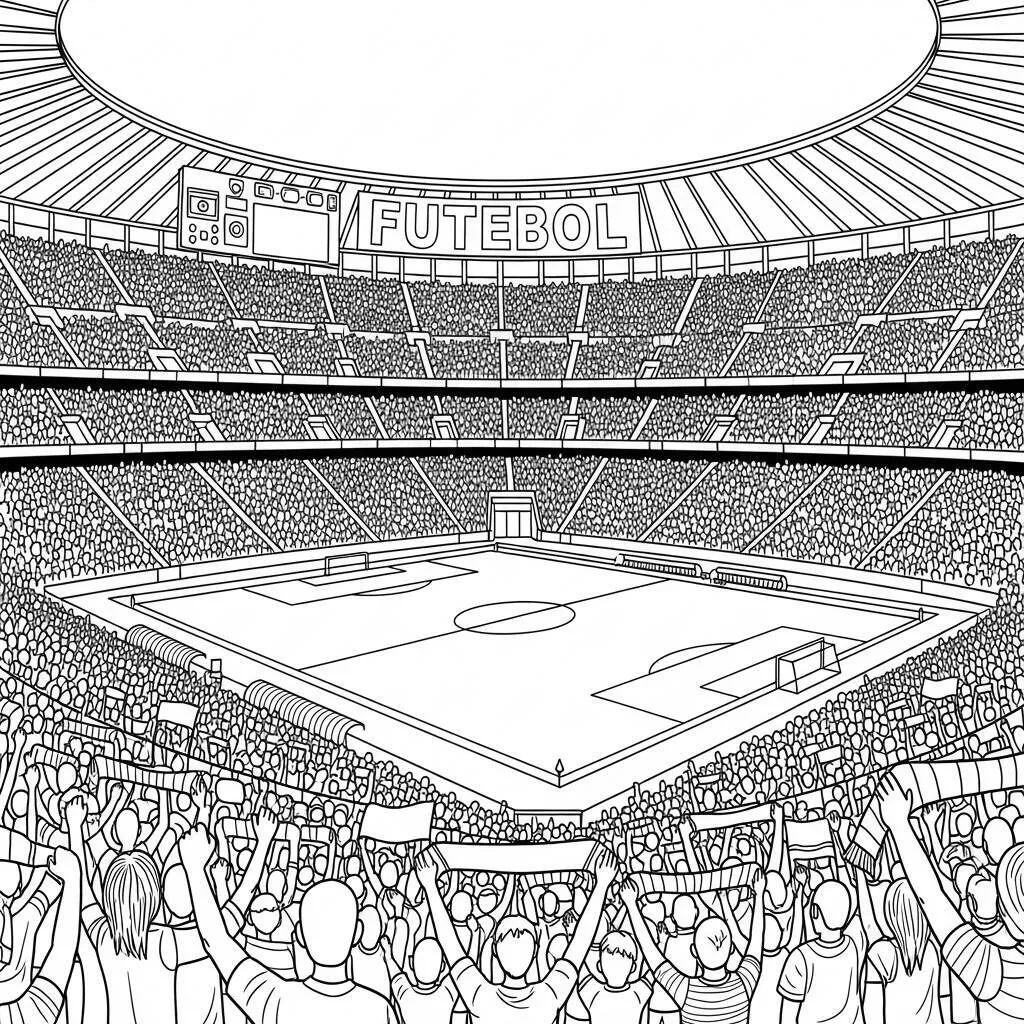 Desenho de Estádio de Futebol para Colorir