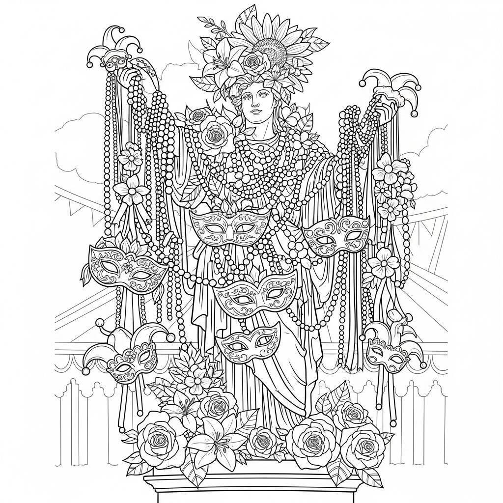 Desenho de Estátua de Carnaval para Colorir