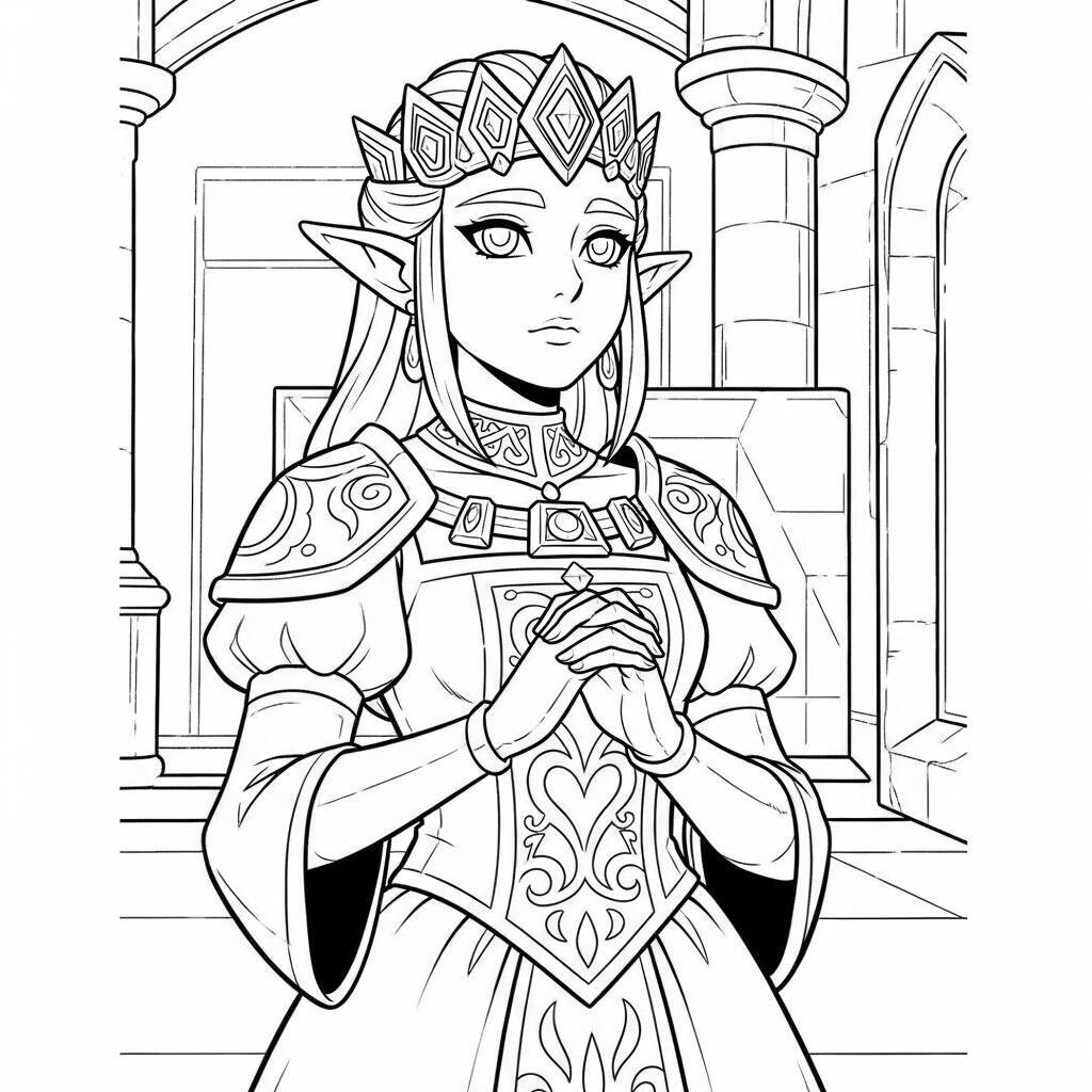 Coloriage Statue de Zelda