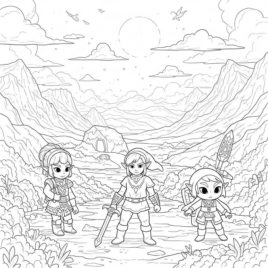 Coloriage de style art numérique Zelda