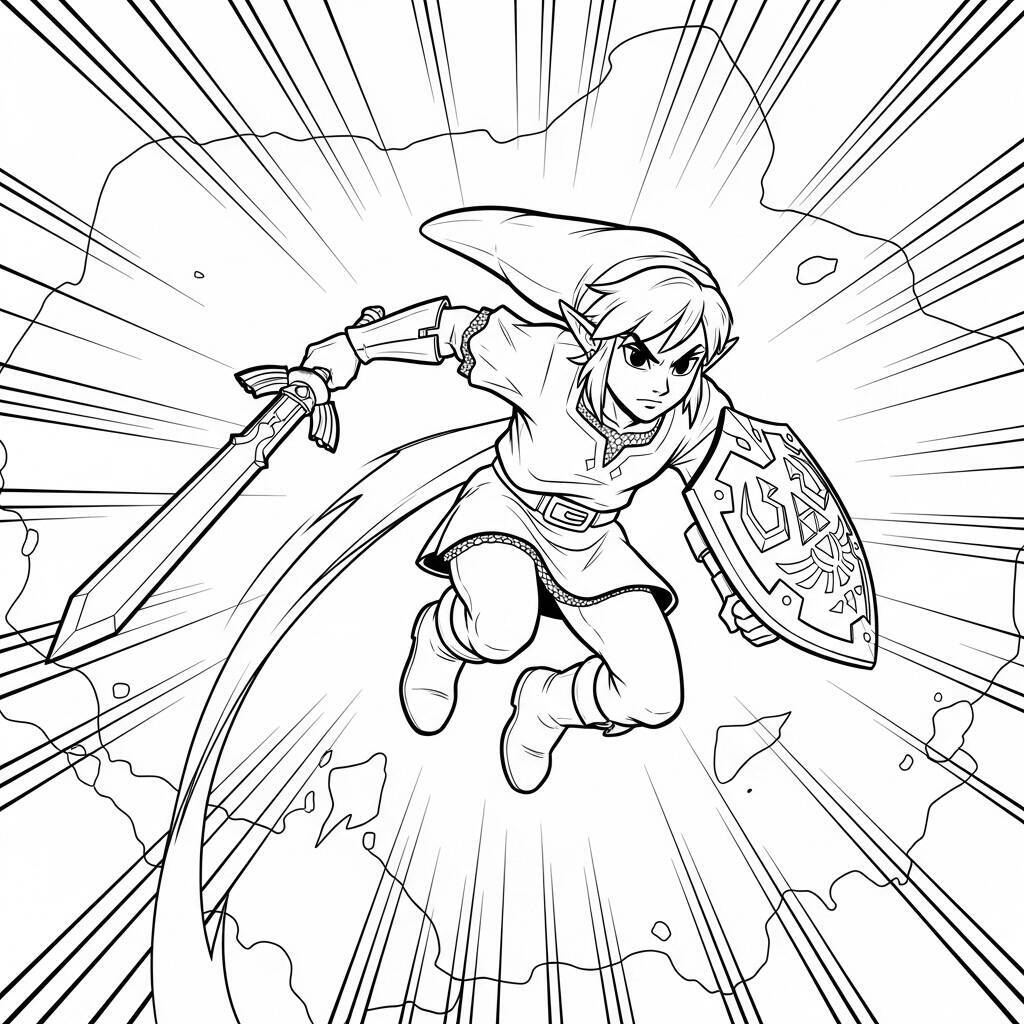 Page de coloriage de style bande dessinée Link