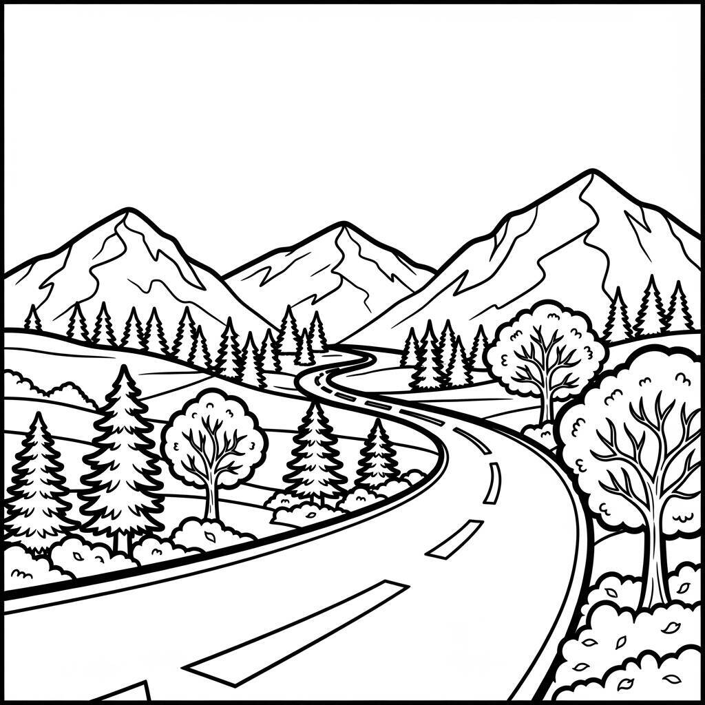 Desenho de Estrada para Colorir