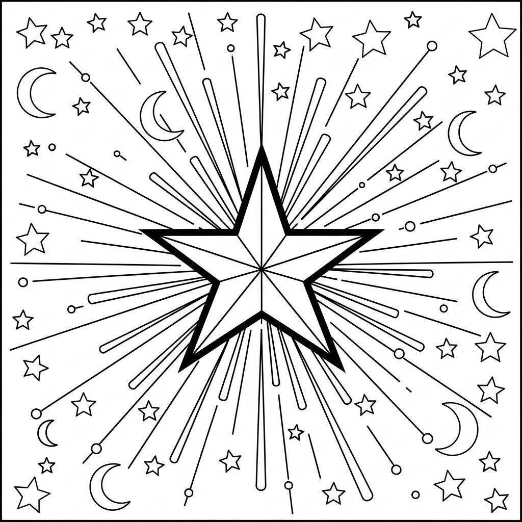 Desenho de Estrela Brilhante para Colorir