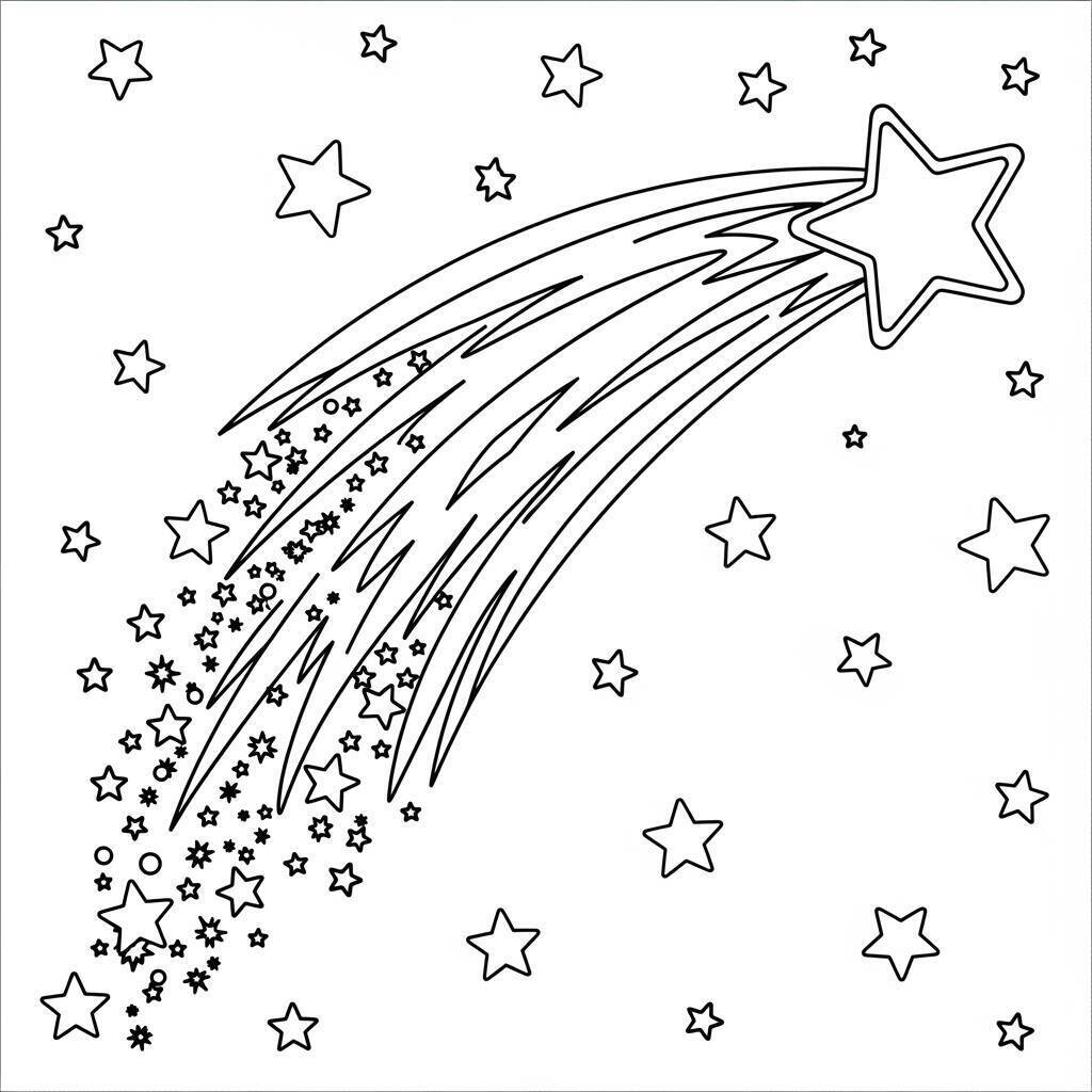 Desenho de Estrela Cadente para Colorir