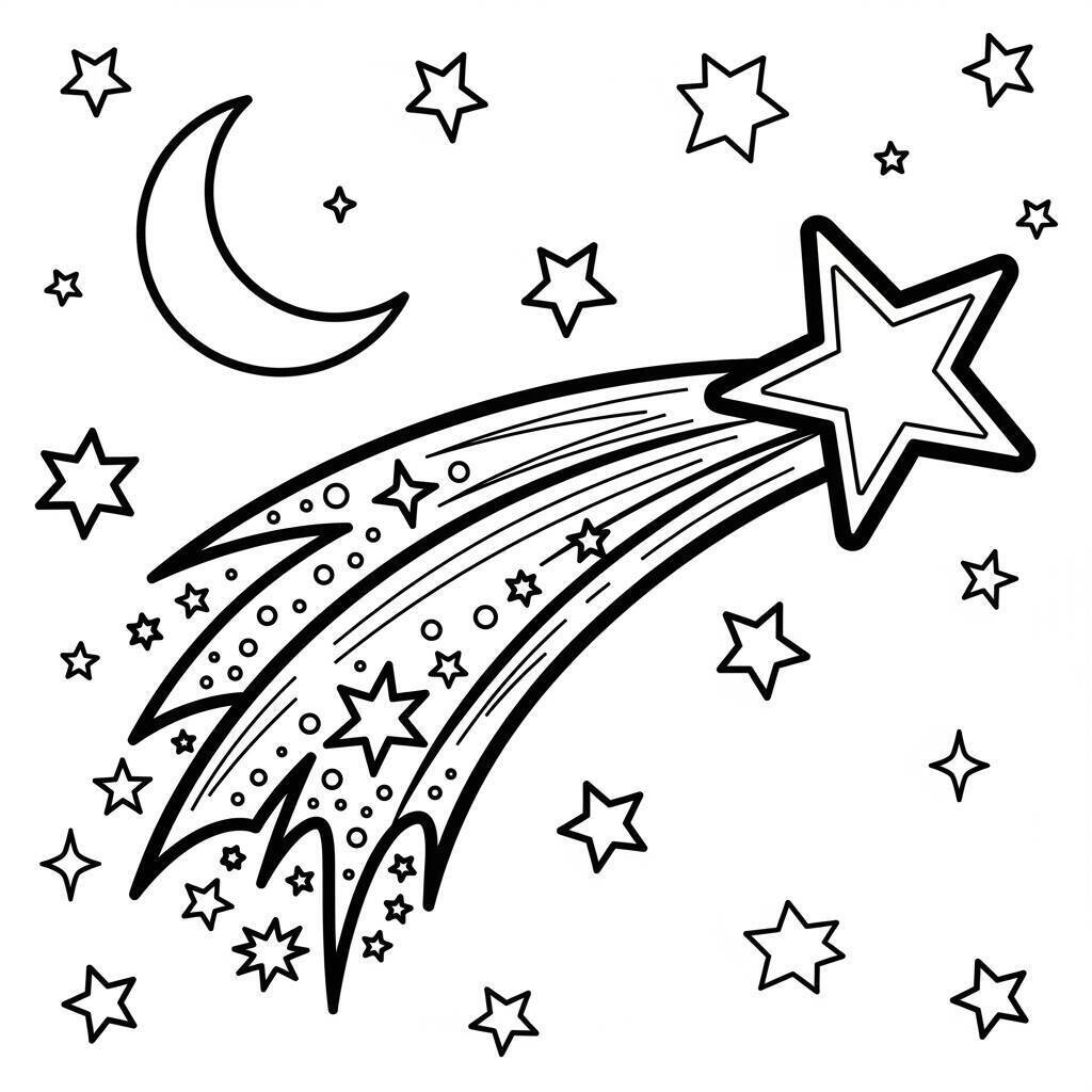 Desenho de Estrela Cadente para Colorir
