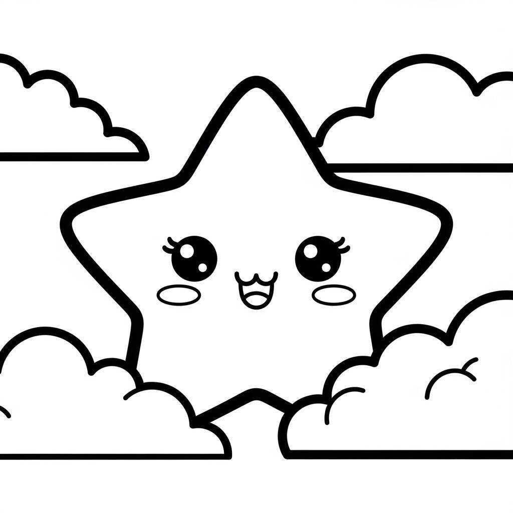 Desenho de Estrela Kawaii para Colorir