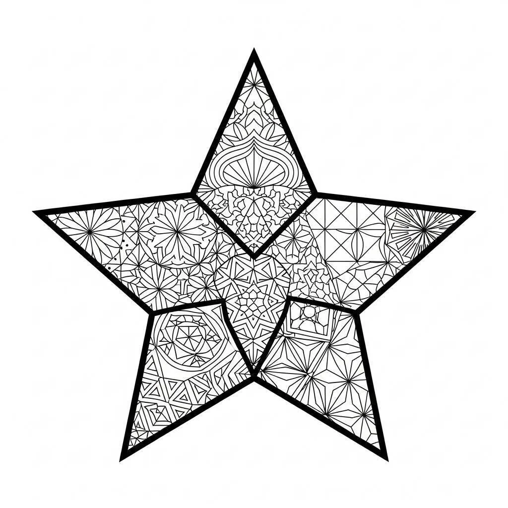 Desenho de Estrela com Padrões para Colorir